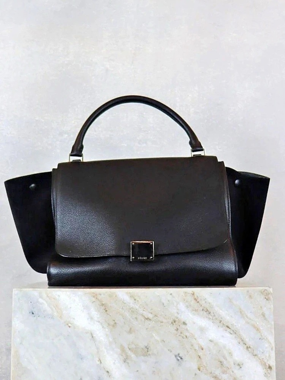 Celine Trapeze Bag Structured Satchel Black